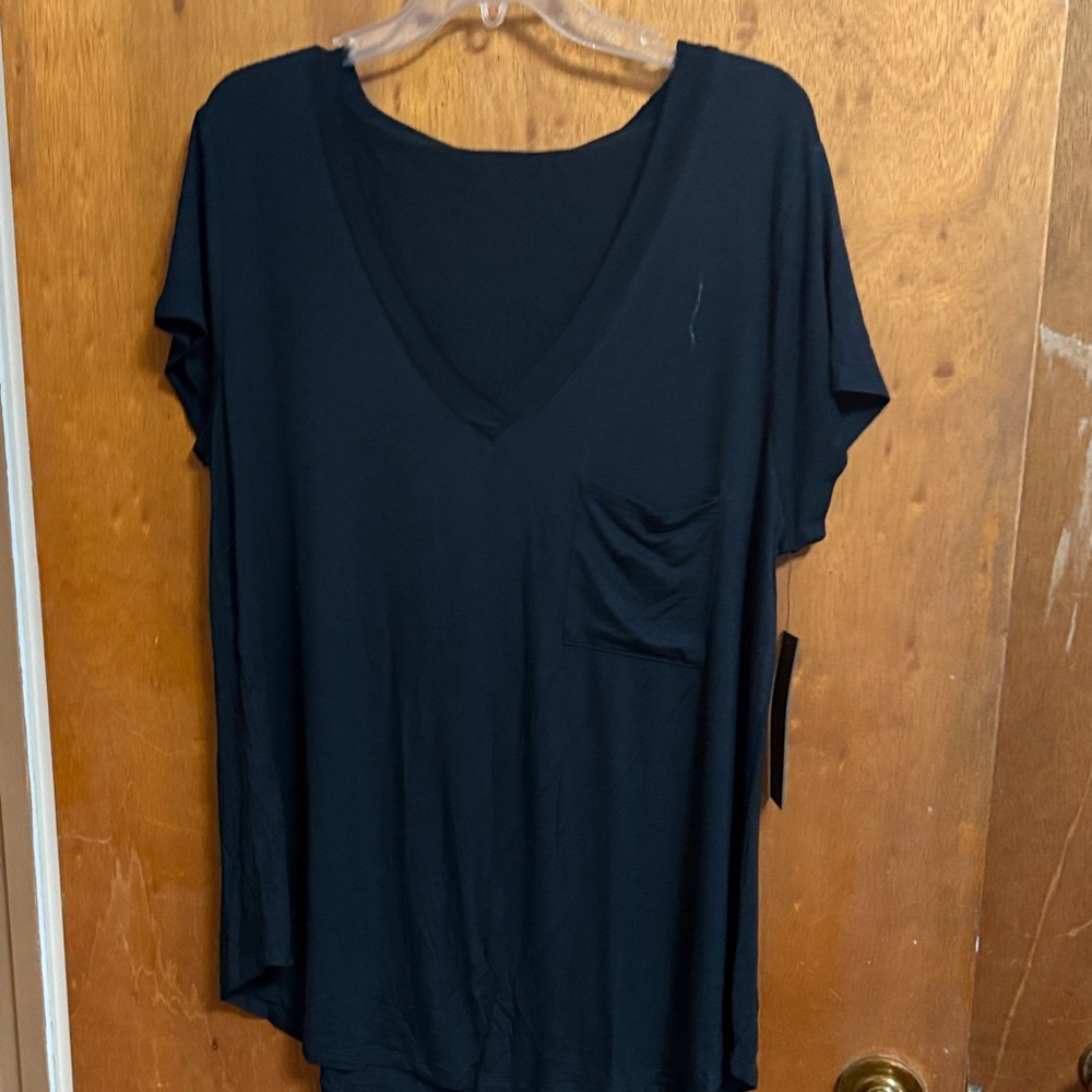 Mono B Black V-Neck Short Sleeve Tee